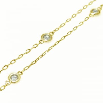 K18イエローゴールド ダイヤチェーンブレスレット【28861-2】