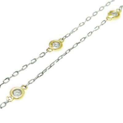 PT850/K18イエローゴールド ダイヤチェーンブレスレット【28861-5】