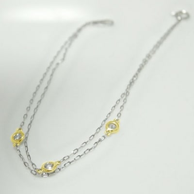 PT850/K18イエローゴールド ダイヤチェーンブレスレット【28861-5】