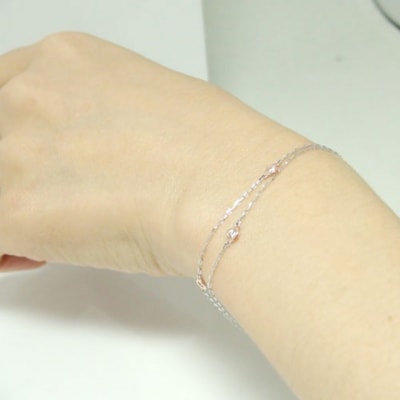 PT850/K18ピンクゴールド ダイヤチェーンブレスレット【28861-4】