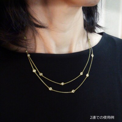 K18イエローゴールド「2カラット」ステーションダイヤネックレス【2ct-90-2】
