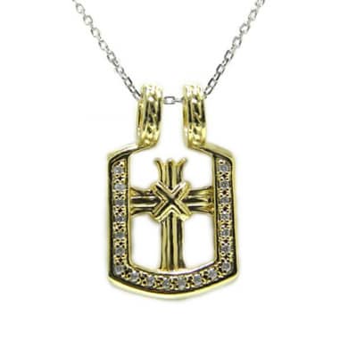 PT850/K18イエローゴールド「2WAY」高級ダイヤペンダント【54525-4】