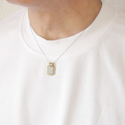 PT850/K18イエローゴールド「2WAY」高級ダイヤペンダント【54525-4】