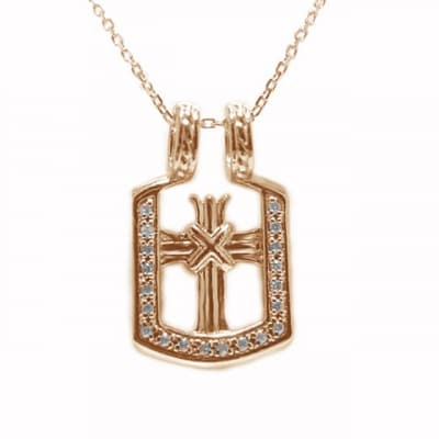 PT850/K18ピンクゴールド「2WAY」高級ダイヤペンダント【54525-5】