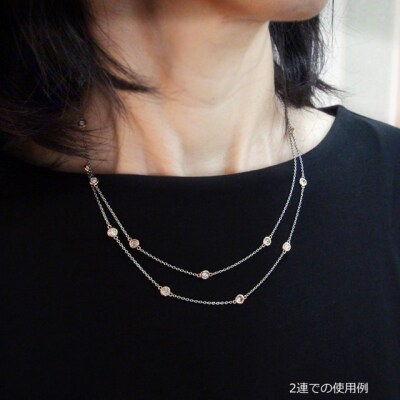 PT850/K18ピンクゴールド「2カラット」ステーションダイヤネックレス【2ct-90-5】