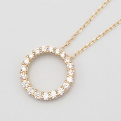 K18　0.3ctダイヤモンド　サークルペンダントネックレス　FHH-019917