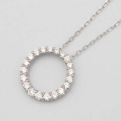 PT900/PT850 0.3ctダイヤモンド　サークルペンダントネックレス　FHH-019918