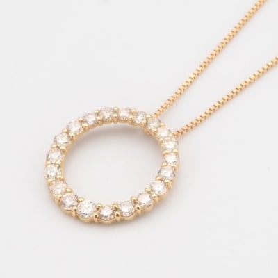 K18 0.5ctダイヤモンド　サークルペンダントネックレス　FHH-019919