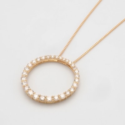 K18　1ctダイヤモンド　サークルペンダントネックレス FHH-019922