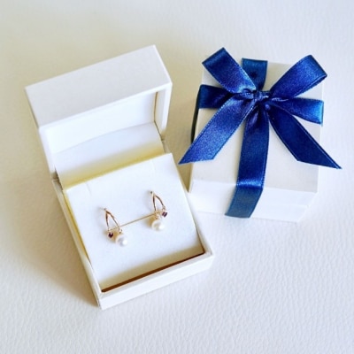 【ジュエリー】K10イエローゴールド パール・アメシスト ピアス 保証書付 SE-3337