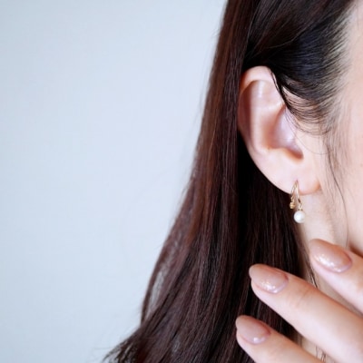 【ジュエリー】K10イエローゴールド パール・シトリン ピアス 保証書付 SE-3337