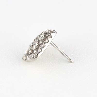 K18ホワイトゴールド&ダイヤモンド ランバスモチーフピアス【TE-107】