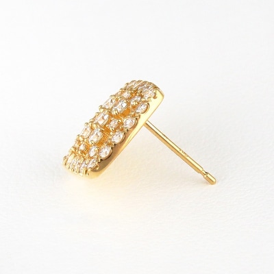 K18イエローゴールド&ダイヤモンド ランバスモチーフピアス【TE-108】