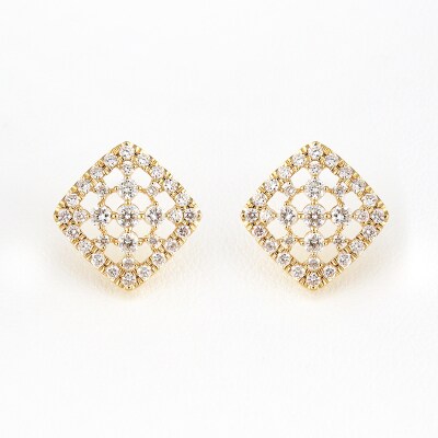 K18イエローゴールド&ダイヤモンド ランバスモチーフピアス【TE-108】