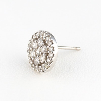 K18ホワイトゴールド&ダイヤモンド サークルモチーフピアス【TE-111】