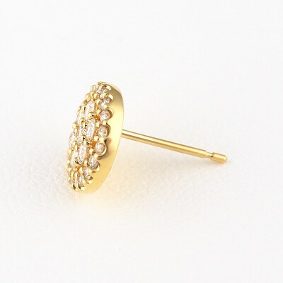 K18イエローゴールド&ダイヤモンド サークルモチーフピアス【TE-112】