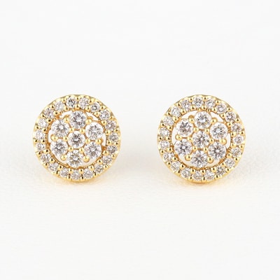 K18イエローゴールド&ダイヤモンド サークルモチーフピアス【TE-112】