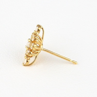 K18イエローゴールド&ダイヤモンド クリスタルモチーフピアス【TE-127】