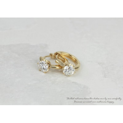 【K18YG】ダイヤモンド 一粒石 フープピアス le1182k18yg