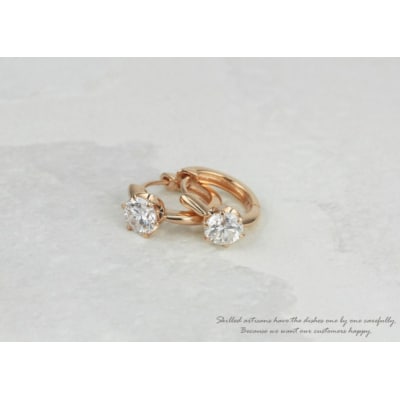 【K18PG】ダイヤモンド 一粒石 フープピアス le1182k18pg