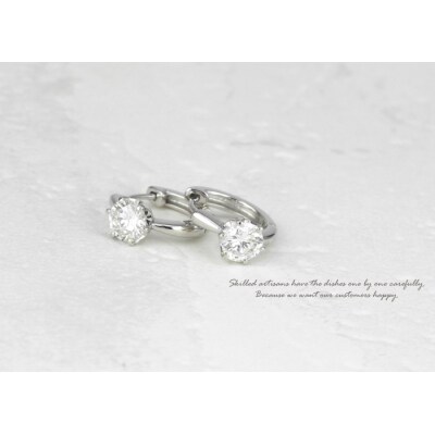 【K18WG】ダイヤモンド 一粒石 フープピアス le1182k18wg