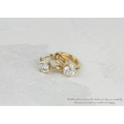 【K10YG】ダイヤモンド 一粒石 フープピアス le1182k10yg