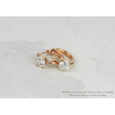 【K10PG】ダイヤモンド 一粒石 フープピアス le1182k10pg