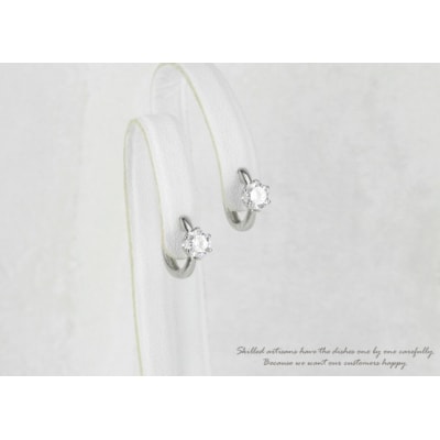 【K10WG】ダイヤモンド 一粒石 フープピアス le1182k10wg