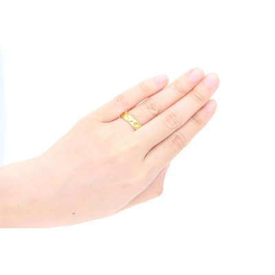 純金(24金)鍛造リング　槌目デザイン幅5.0mm　9000361072