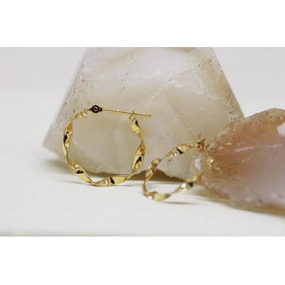 K18 ねじり地金フープピアス 05419【s】
