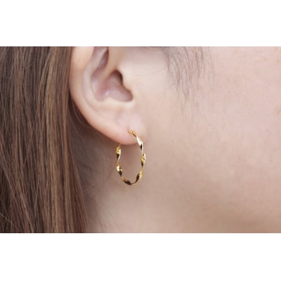 K18 ねじり地金フープピアス 05420【L】