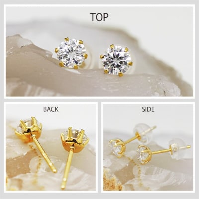 K18 モアサナイト6本爪スタッドピアス 06759