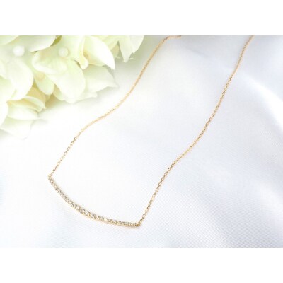 K18YG 0.30ctダイヤモンドグラデーションラインネックレスP2451