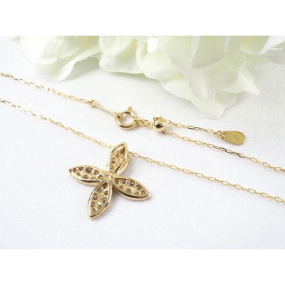 K18YG 0.50ct フラワーダイヤモンドネックレスP3250