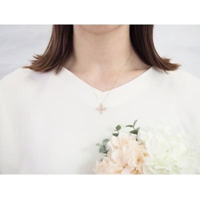 K18YG 0.50ct フラワーダイヤモンドネックレスP3250
