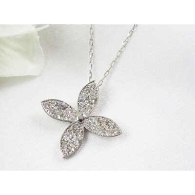 PT900 0.50ct フラワーダイヤモンドネックレスP3250