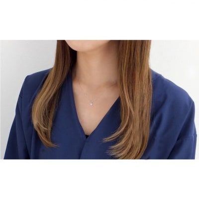 【K10WG】1粒 ダイヤモンド ツユ ティアドロップ プチネックレス　J-508