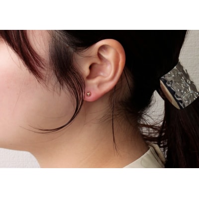 K18ピンクゴールド　丸玉ピアス　シリコンキャッチ付　9000514340