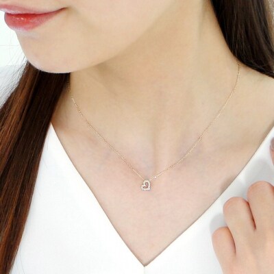 K10YGオープンハートダイヤモンドネックレス (Fph012)