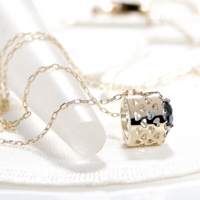 K10YGロンドンブルートパーズ ダイヤモンド ネックレス(Fph015)