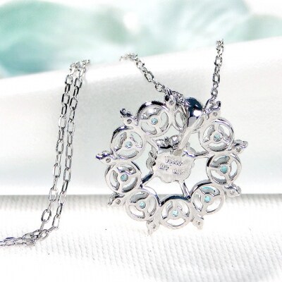 Pt900パライバトルマリン&ダイヤモンド フラワーモチーフネックレス(Fph016)