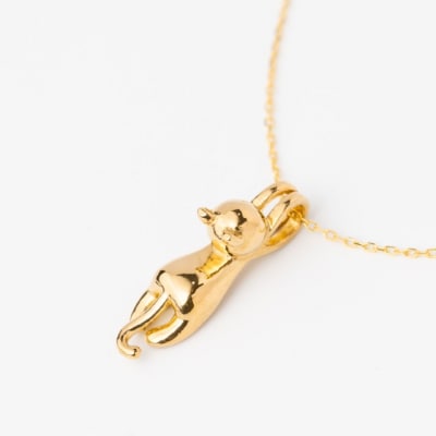 K24 ぶら下がり ネコちゃん 純金 ゴールド ペンダント ネックレス HH19777