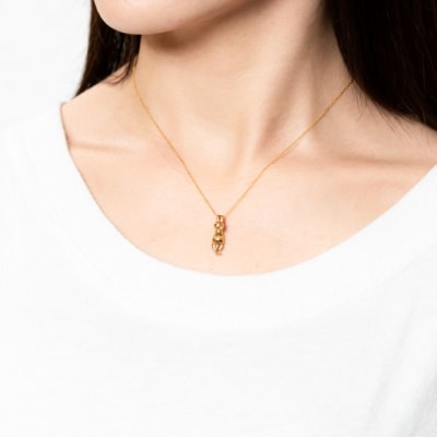 K24 ぶら下がり ネコちゃん 純金 ゴールド ペンダント ネックレス HH19777