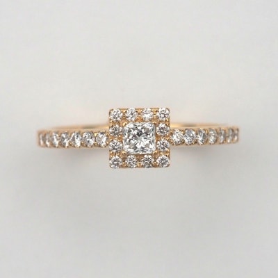 K18　プリンセスカットダイヤモンドリング　HR-009568