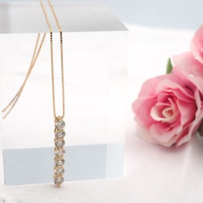 K18 1.0ctダイヤモンド縦ラインペンダントネックレス　HH-019824