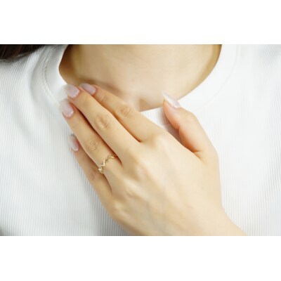 K10YGダイヤモンドハートビートリング R4101DI-Y2