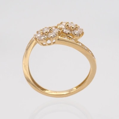 K18 1.0ct フラワーダイヤモンド リング　HR-009617