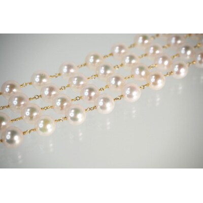 K18 あこや真珠 シャンク巻きロングネックレス　JN481-2