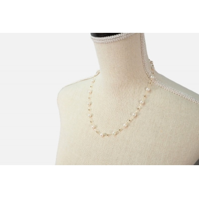 K18 あこや真珠×ミラーボールステーションネックレス　JN704-2