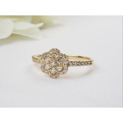 K18YG 0.30ct フラワーダイヤモンドリング8996